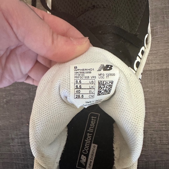 New Balance Black and White Athletic Shoes with Leopard Accent - Picture 4 of 4